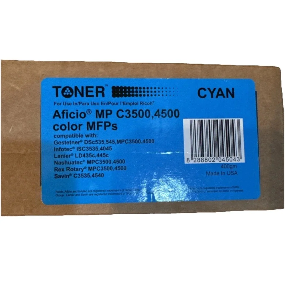Compatible Toner For Aficio MP-C3500 C4500 Color MFP's Cyan Savin C3535 Sealed